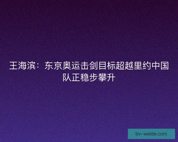 王海滨:东京奥运击剑目标超越里约中国队正稳步攀升 王海滨:东京奥运击剑目标超越里约中国队正稳步攀升