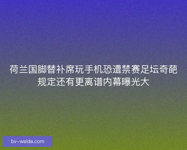 荷兰国脚替补席玩手机恐遭禁赛足坛奇葩规定还有更离谱内幕曝光大