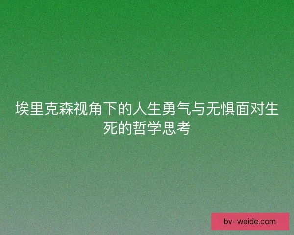 埃里克森视角下的人生勇气与无惧面对生死的哲学思考