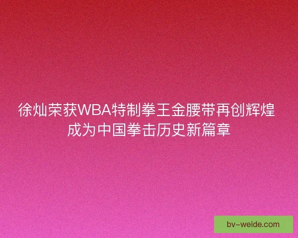 徐灿荣获WBA特制拳王金腰带再创辉煌 成为中国拳击历史新篇章